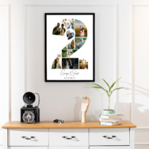 Affiche 2 ans ensemble Photo Collage Anniversaire Mariage