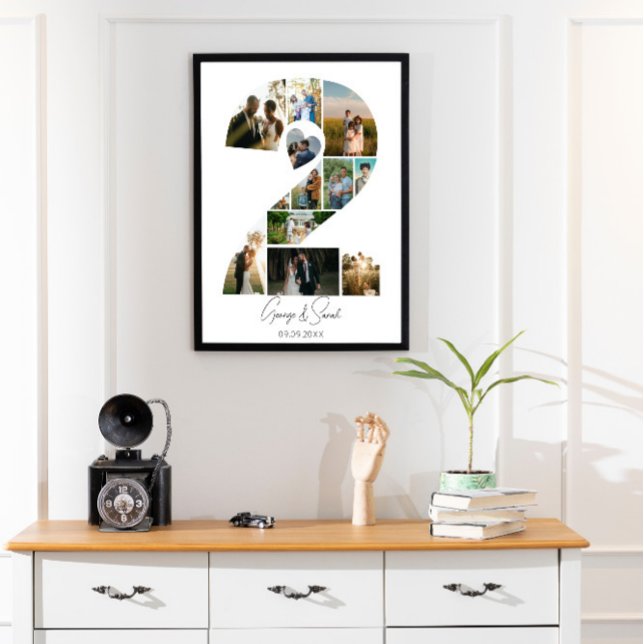 Affiche 2 ans ensemble Photo Collage Anniversaire Mariage (Créateur téléchargé)