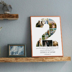 Affiche 2 ans ensemble Photo Collage Anniversaire Mariage
