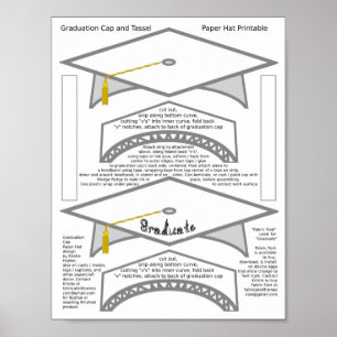 Affiche 2 Bac de diplôme Livre blanc Casquettes Graduate P