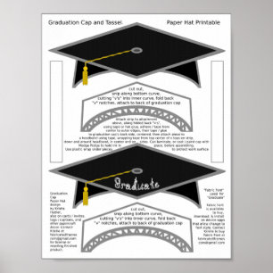 Affiche 2 Bac de diplôme Papier noir Casquettes Graduate I