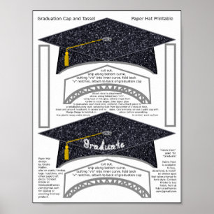Affiche 2 Bac de diplôme Papier noir Casquettes Graduate I