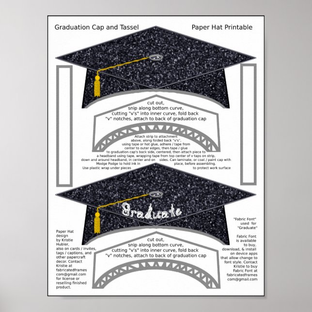 Affiche 2 Bac de diplôme Papier noir Casquettes Graduate I (Devant)