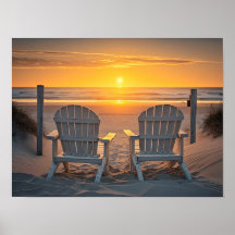 2 chaises Adirondack sur la plage Vivid Sinset