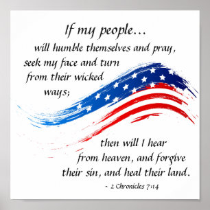 Affiche 2 Chronicles 7:14 Scripture, American Flag