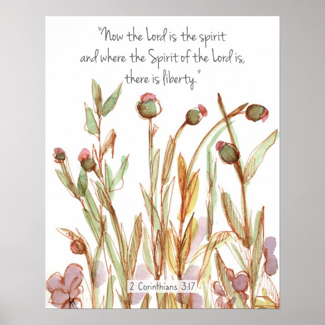 Affiche 2 Corinthians 3:17 Bible Scripture Wildflowers (Devant)