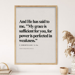 Affiche 2 Corinthiens 12:9, Verset Biblique, Bible Moderne