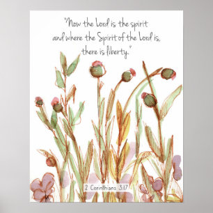 Affiche 2 Corinthiens 3:17 Écriture Biblique Fleurs Sauvag