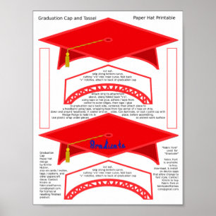 Affiche 2 Diplômé Bac rouge Papier Casquettes Diplômé Bleu