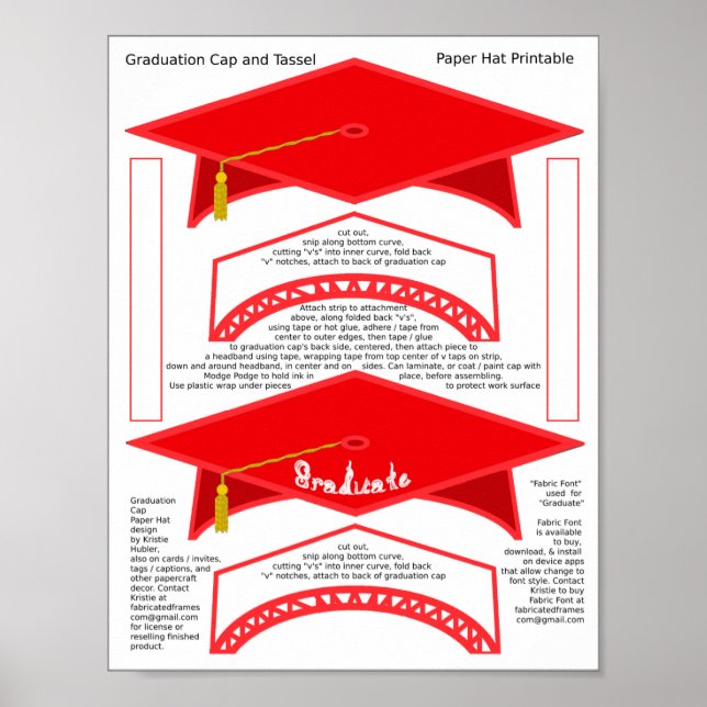 Affiche 2 Diplôme d'études Cap rouge Casquettes en papier  (Devant)