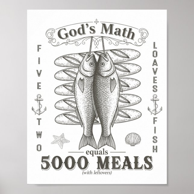 Affiche 2 Fishes 5 Breads Jesus Feeds The 5000 Christian B (Devant)
