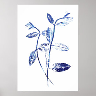 Affiche 2 marine bleu miel suckle feuilles arts