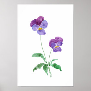 Affiche 2 petites lamelles violettes aquarelle