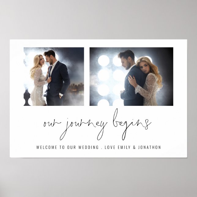 Affiche 2 photos Notre Voyage Commence Noms Bienvenue Mari (Devant)