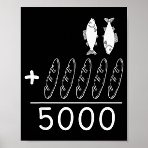 Affiche 2 Poissons 5 pains Jésus nourrit les 5000 Chrétien