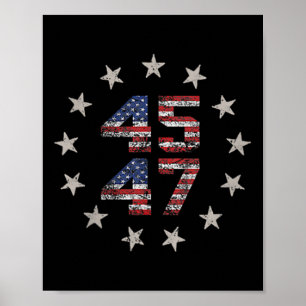 Affiche 2 Side Trump 2024 Président 45 47 American Flag Tr