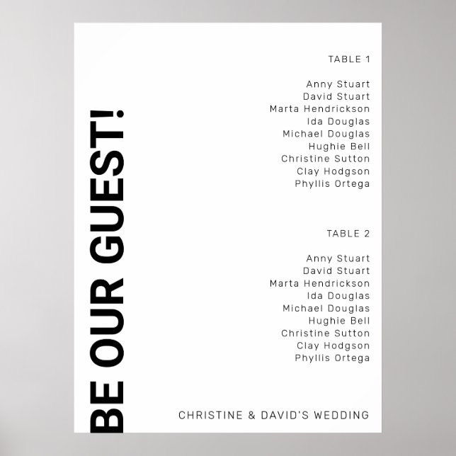 Affiche 2 table Simple blanc Mariage (Devant)