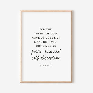 Affiche 2 Timothée 1:7 Pouvoir, Amour et Discipline