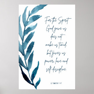 Affiche 2 Timothée 1:7, Verset Bible Imprimer, Décor