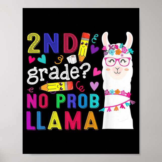 Affiche 2E Année Pas De Prob Llama Enseignant Retour À L'É (Devant)