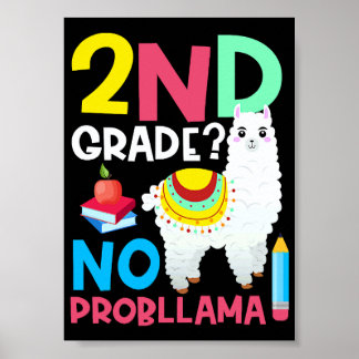 Affiche 2e année pas de problème lama humour professeur de