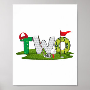 Affiche 2e Anniversaire Golf Thème 2 ans Enfants Sport Par