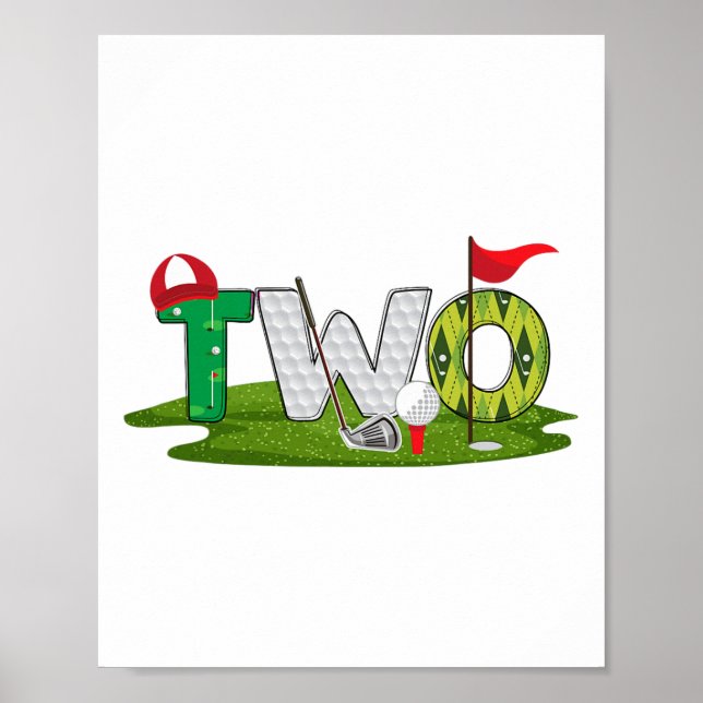 Affiche 2e Anniversaire Golf Thème 2 ans Enfants Sport Par (Devant)