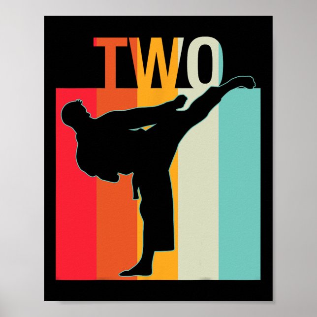 Affiche 2e anniversaire Karate Cadeau Retro Taekwondo Mart (Devant)