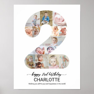 Affiche 2e Anniversaire Numéro 2 Collage Photo Personnalis