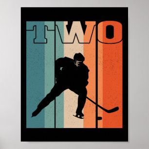 Affiche 2e anniversaire Retro Hockey sur glace 2 ans Garço