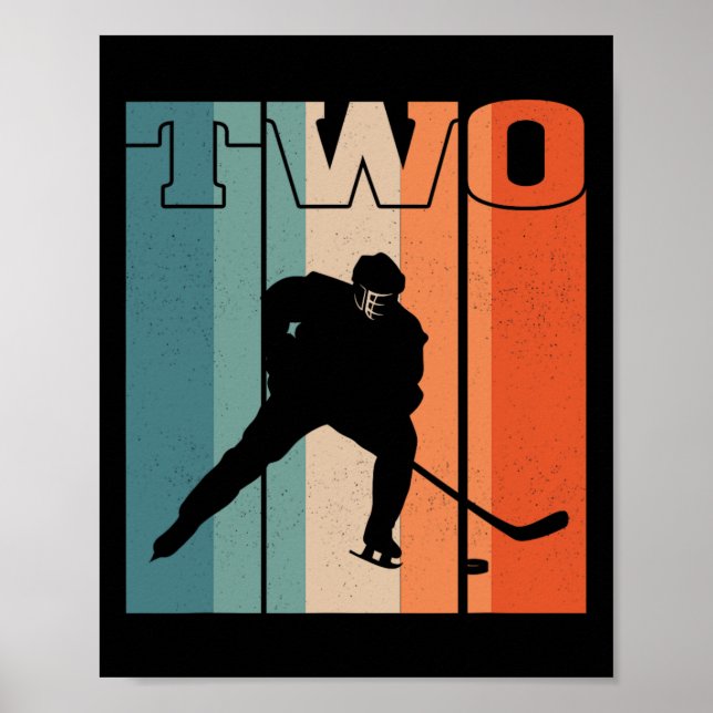 Affiche 2e anniversaire Retro Hockey sur glace 2 ans Garço (Devant)