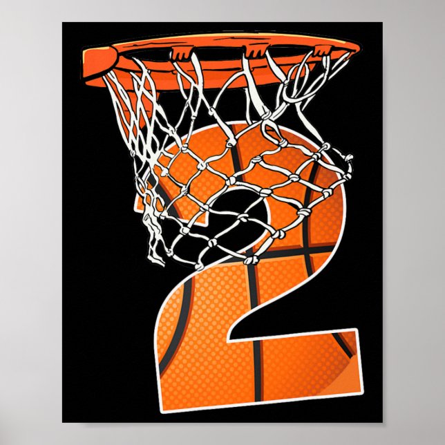 Affiche 2e Anniversaire Sport 2 Ans Basketball 2 Garçons K (Devant)