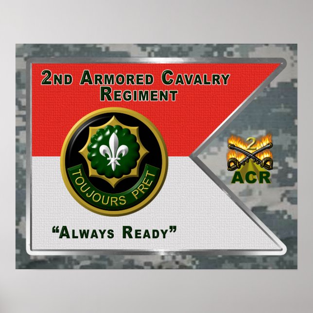 Affiche 2e Régiment de cavalerie blindée "toujours prêt" (Devant)