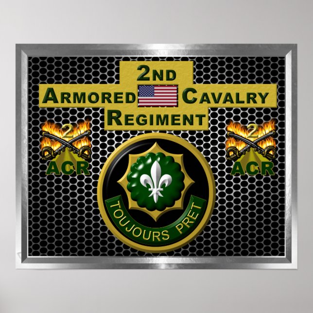 Affiche 2e Régiment de cavalerie blindée "toujours prêt" (Devant)