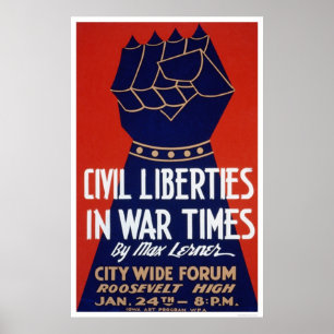 Affiche 2ÈME GUERRE MONDIALE de liberté civile WPA 1940