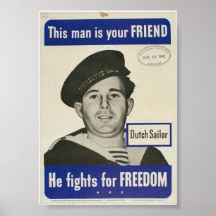 Affiche 2ÈME GUERRE MONDIALE Dutch Sailor a l'air DRUNK !