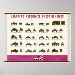 Affiche 2ÈME GUERRE MONDIALE identifient les voitures blin