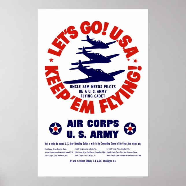 Affiche 2ÈME GUERRE MONDIALE US Air Corps (Devant)