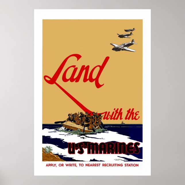 Affiche 2ème guerre mondiale US Marine Recrutement (Devant)