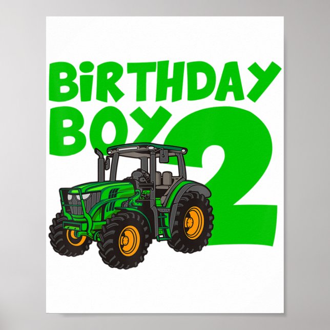 Affiche 2nd Birthday Boy Tractor Farm 2 Year Old Birthday  (Devant)
