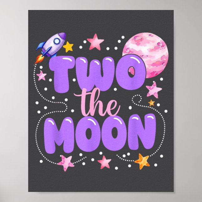Affiche 2nd Birthday Two The Moon Birthday Girl 2 Year Old (Devant)