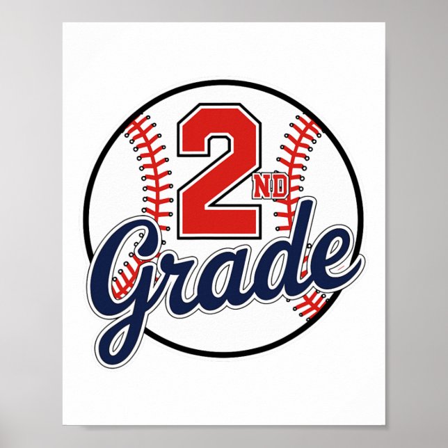 Affiche 2nd Grade Baseball Back To School Baseball Player  (Devant)