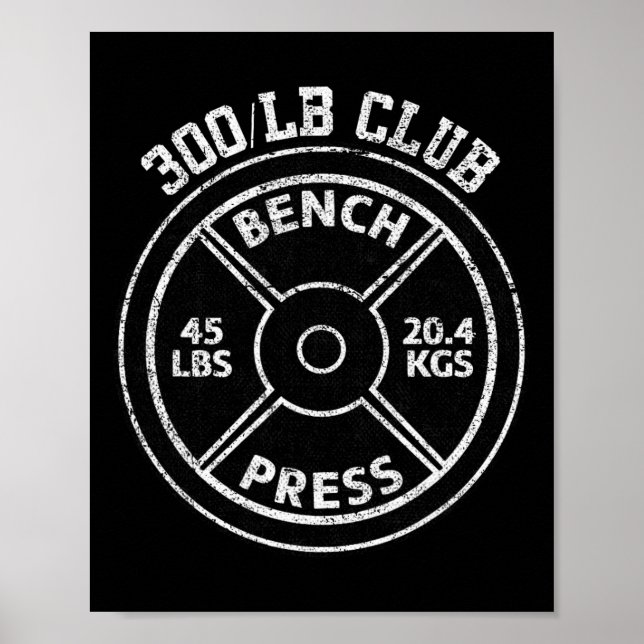 Affiche 300 Lbs Pound Bench Press Club Gym Weightlifting P (Devant)
