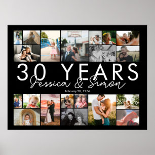 Affiche 30 ans mariage anniversaire photo collage modifiab