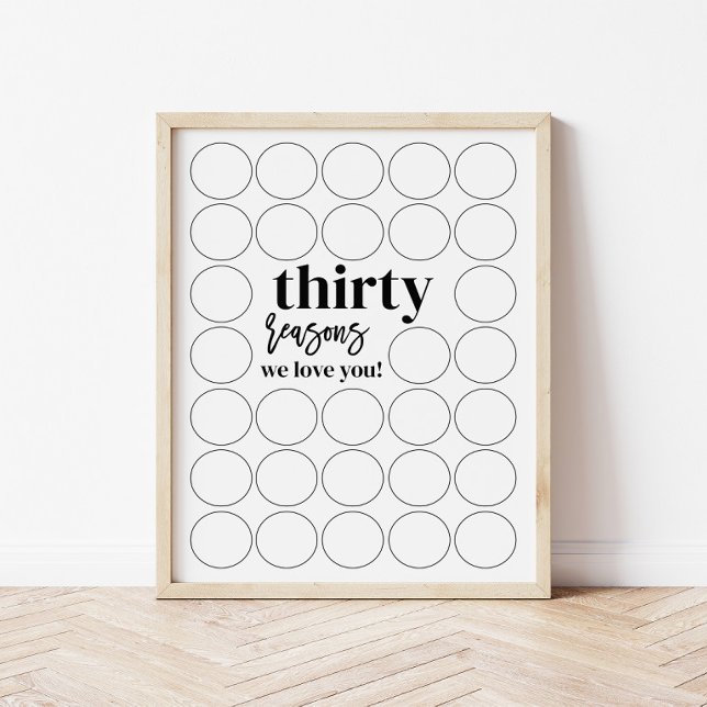 Affiche 30 Raisons Nous Vous Aimons Anniversaire Remplir (Créateur téléchargé)