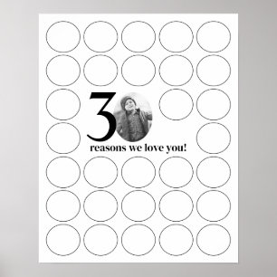 Affiche 30 Raisons Nous Vous Aimons Anniversaire Souvenirs