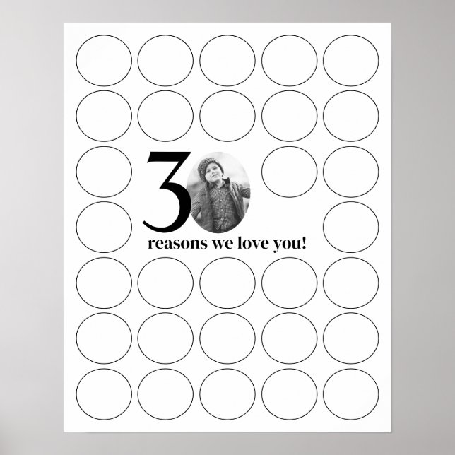 Affiche 30 Raisons Nous Vous Aimons Anniversaire Souvenirs (Devant)