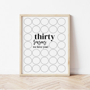 Affiche 30 raisons pour lesquelles on t'aime Anniversaire