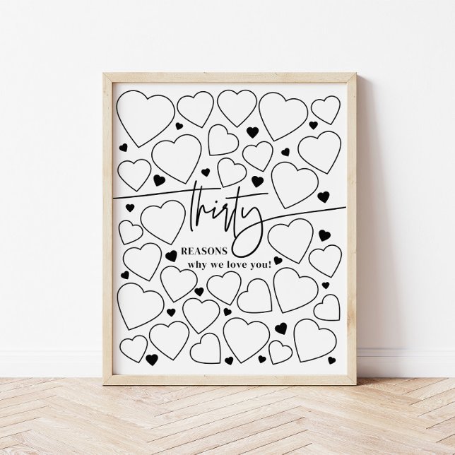 Affiche 30 raisons pour lesquelles on t'aime Cadeau commém (Créateur téléchargé)