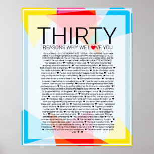 Affiche 30 reasons why we love you geometric rainbow